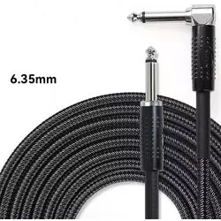 KIRLIN CIW-202B BK 20AWG Кабель инструментальный Jack-угловой Jack 6 мм тканый 3м