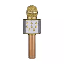 FUNAUDIO G-800 Gold Беспроводной караоке микрофон со встроенными динамиками.Поддержка файлов: MP3, W