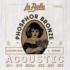 LA BELLA 7GPCL Струны для акустической гитары "Phosphor Bronze" Custom Light, стальные, 3,4,5,6 - обмотка - фосфорная бронза