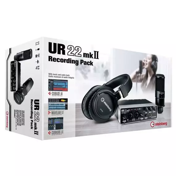 STEINBERG UR22 MKII Recording Pack Комплект для звукозаписи. 2-канальный звуковой USB-интерфейс UR22 mkII, полноразмерные динамические наушники ST-H01, конденсаторный микрофон ST-M01, ПО: Cubase AI