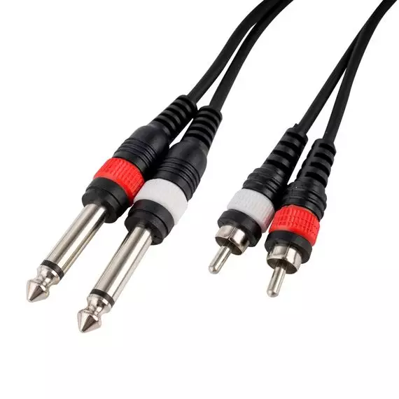 CASCHA HH-2095 Кабель акустический 2х6.3мм-2хRCA, стерео, 3м