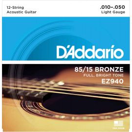 D'ADDARIO EZ940 Набор 12 струн для гитары акустик бронза 010-050