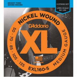 D'ADDARIO EXL160-5 Набор 5 струн для бас-гитары никель 050-135