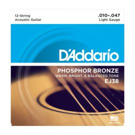 D'ADDARIO EJ38 Набор 12 струн для гитары акустической фосфор-бронза 010-047