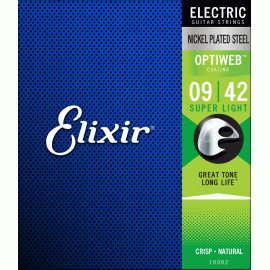 ELIXIR 19002 OPTIWEB Струны для электрогитары 09-42.Anti-Rust Plain Steels Super Light.Калибр струн: 009 - 011 - 016 - 024 - 032 - 042