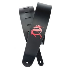 PLANET WAVES 25L-DRG Ремень для гитары кожаный с логотипом, черный, DRAGON