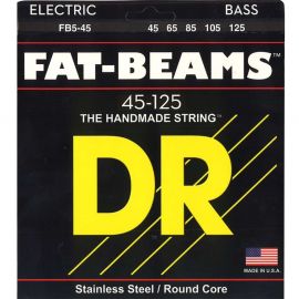 DR FB5-45 Fat-Beams Комплект струн для 5-струнной бас-гитары, сталь, Medium, 45-125,Для бас-гитар с