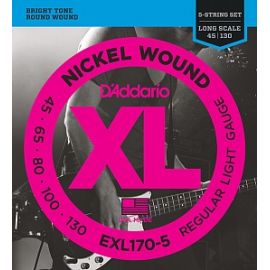 D'ADDARIO EXL170-5 XL NICKEL WOUND Струны для 5-струнной бас-гитары 5-string Long Regular Lig 45-130