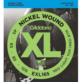 D'ADDARIO EXL165 XL NICKEL WOUND Струны для бас-гитары Long Regular Ligth Top Medium Bottom 45-105