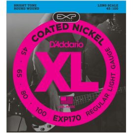 D'ADDARIO EXP170 Coated  Light, 45-100, Long Scale,Комплект струн для бас-гитары