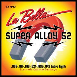 LA BELLA SA1046 Super Alloy 52 Комплект струн для электро-гитары. Верхние струны - сталь, басовые ст