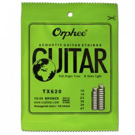 ORPHEE TX620 Струны для акустической гитары,  75/25 Bronze, 10-47
