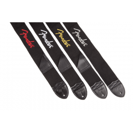 FENDER BLACK STRAP/GREY LOGO Ремень для гитары, нейлон, цвет черный, серый логотип