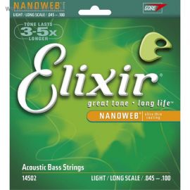 ELIXIR 14502 струны для бас гитары NanoWeb Lt (045), акустический 4стр. бас