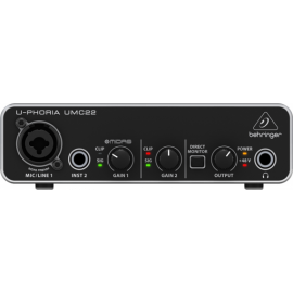 BEHRINGER UMC22 Интерфейс USB внешний,2 входа/2 выхода, микрофонные предусилители Midas