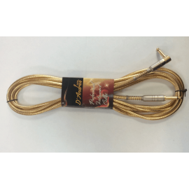 D'ANDREA GLRC-20 шнур инструментальный Jack-Jack/прямой-угловой, 6 м, в прозрачной оплетке, золотой,