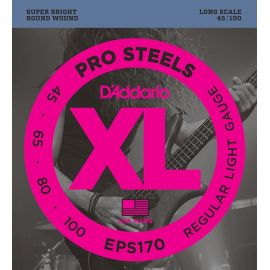 D'ADDARIO EPS170 ProSteels Комплект струн для бас-гитары, Light, 45-100, Long Scale