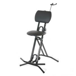 ZZ-Stands AGST-15 + AGH Комфортабельный и устойчивый стул для гитаристов, регулировка подставки под ногу и откидного сидения.  Входит в комплект крючок для подвеса гитары (GH-GS)
