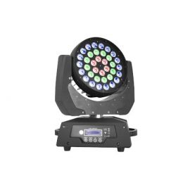 XLINE LIGHT LED WASH-3618 Z Световой прибор полного вращения. 36 RGBW светодиодов мощностью 18 Вт, угол луча: 12°-58°; эффекты: Wash, стробо, смешение цветов; режимы работы: звуковая активация, автоматический, режим шоу, управление DMX (16 каналов)