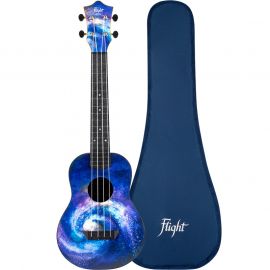 FLIGHT TUC-40 SPACE укулеле Travel, концерт, рисунок космос, верхняя дека -липа, корпус и гриф- пластик. Чехол в комплекте