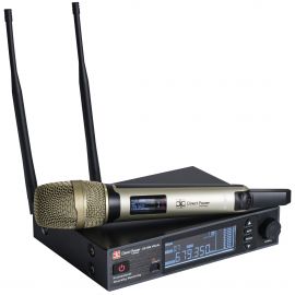 DIRECT POWER 200 VOCAL вокальная радиосистема с ручным металлическим передатчиком и ЖК-дисплеем, переключаемые частоты, использование до 10 систем в одном частотном диапазоне, две внешние антенны на приемнике (диверситивные системы),