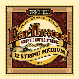 ERNIE BALL P02012 Earthwood 12-String Medium, Комплект струн для акустической 12-струнной гитары, бронзовая оплетка
