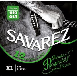 SAVAREZ A240XL Комплект струн для 12-струнной акустической гитары, фосф.бронза, Extra Light, 10-47
