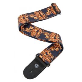 PLANET WAVES 50LT01 Ремень для гитары, плетеный, серия Lethal Threat™ , Flaming Skulls