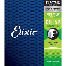 ELIXIR 19007 Optiweb Комплект струн для 7-струнной электрогитары, никелированная сталь, Super Light 9-52
