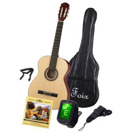 FOIX FCG-2039CAP-NA Классическая гитара с чехлом, ремнем, тюнером, цвет натуральный