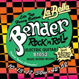 LA BELLA B1052 The Bender L.Top/H.Bottom Комплект струн для электрогитары, никелированные, 10-52