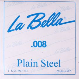 LA BELLA PS008 Отдельная стальная струна без оплетки диамером 0,008.