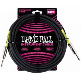 ERNIE BALL 6046, 6м Инструментальный кабель с прямыми джеками, черный