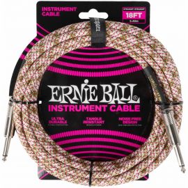 ERNIE BALL 6430, 5.49м Инструментальный кабель белый с красным и зеленым
