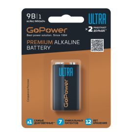 GOPOWER 00-00026400 Ultra Элемент питания Крона 6LR61 Alkaline 9В