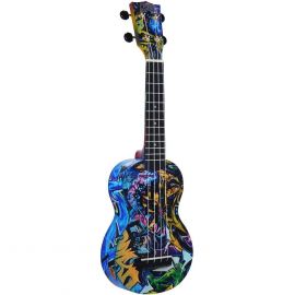 MAHALO MA1GR Укулеле сопрано с чехлом, корпус из липы, гриф махагон, струны Aquila Super Nylgut, рисунок Графити