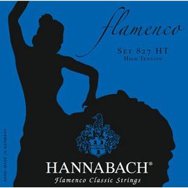 HANNABACH 827HT Blue FLAMENCO Струны для классической гитары сильного натяжения. 1, 2, 3 струны - желтый нейлон, 4, 5, 6 струны в посеребренной оплетке.