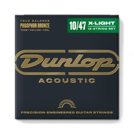 DUNLOP DAP1047J Комплект струн для 12-струнной акустической гитары, фосф.бронза, Light, 10-47