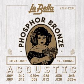 LA BELLA 7GP12XL Комплект струн для акустической 12-струнной гитары 9-48