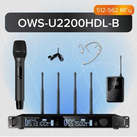 ОКТАВА OWS-U2200HDL-B Двухканальная радиосистема, ручной, головной, петличный микрофон