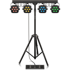 BEHRINGER STAGE TRI LED BUNDLE ST1 Мобильная световая система трипод с 4 парами 7 х 3 Вт, RGB, ножной переключатель, коммутация, 24 шоу, DMX