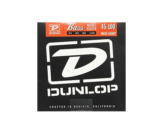 DUNLOP DBN45100 Комплект струн для бас-гитары, никелированные, Medium Light, 45-100