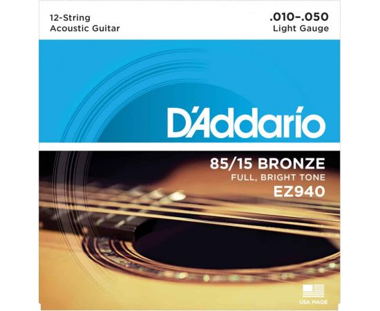 D'ADDARIO EZ940 Набор 12 струн для гитары акустик бронза 010-050