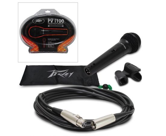 PEAVEY PVI 100 XLR Комплект: микрофон динамический кардиоидный вокальный, кабель XLR-XLR 6м, крепление с адаптером, чехол