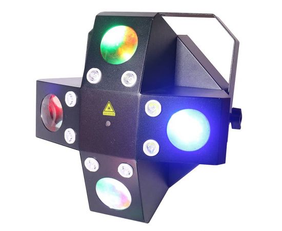 LED STAR Circus III Эффект светодиодный многолучевой, 8*12Вт W, 20*3Вт R/G/B/W/A, лазер R 150Mw/G 50