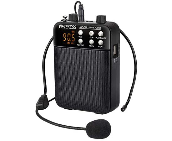RETEKESS TR619 мегафон портативный с головным микрофоном 3 Вт fm-усилитель звука микрофон для учителя.информатора,тур-гида с MP3-плеером fm-радио рекордер