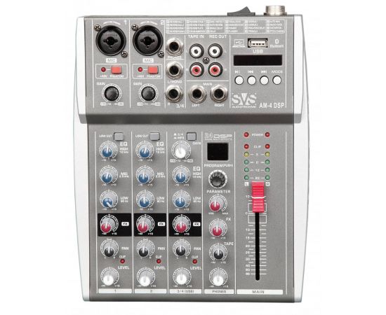 SVS Audiotechnik AM-4 DSP Микшерный пульт аналоговый, 4-канальный, 24 DSP эффекта, USB интерфейс.Сов