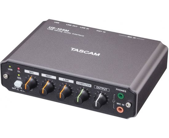 TASCAM US-125M 2.0 USB-аудио А042177 интерфейс, 2  входа - 2 выхода, XLR микрофонный вход, гитарный