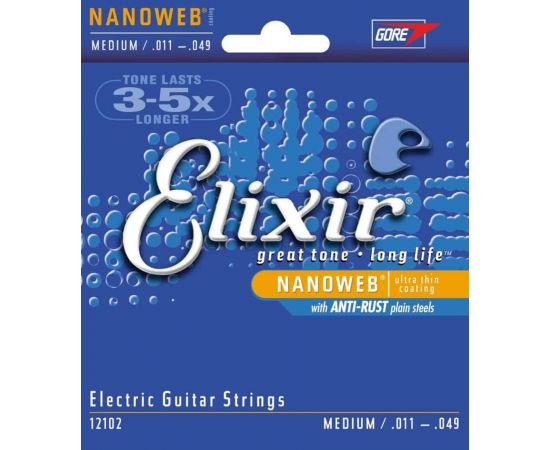 ELIXIR 12102 струны для электрогитары Anti Rust NanoWeb Super Light (011-014-018-028-038-049)