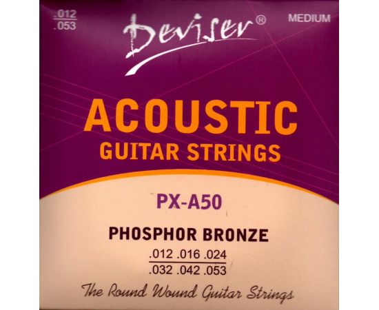 DEVISER PX-A50 Набор 6 струн для акустической гитары фосфор - бронза 0.12 - 0.53